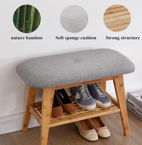 <span class=keywords><strong>Banc</strong></span> à <span class=keywords><strong>chaussures</strong></span> en bambou avec coussin, étagère de <span class=keywords><strong>rangement</strong></span> à 2 niveaux pour entrée et couloir, organiseur de <span class=keywords><strong>chaussures</strong></span> - Product Image 2