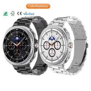 HUANLONG Ajustable Ultra Unisex para Samsung Watch 8 Hebilla plana de tres cuentas Correa de reloj inteligente de titanio clásica de lujo - Product Image 1
