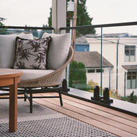 EKOO Garde-corps de balcon en acier inoxydable réglable avec pince de fixation pour balustrade en verre et support de verre