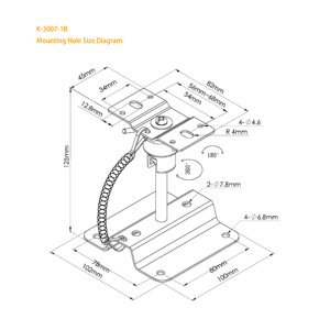Support mural sécurisé pour enceintes surround K-3007-1B, pivotant et verrouillable, pour DJ, en métal, capacité 10 kg - Product Image 4
