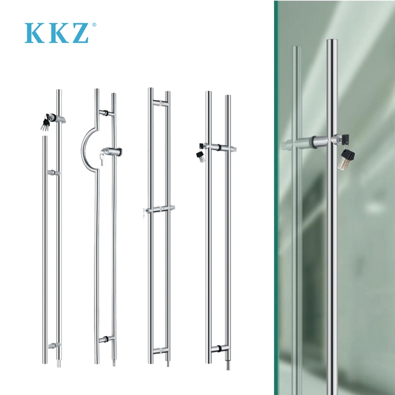 KKZ 304/316 из нержавеющей стали сверхмощный верхний цилиндр дизайн коммерческий магазин отеля офисный Бескаркасный стеклянный дверной замок с длинной ручкой