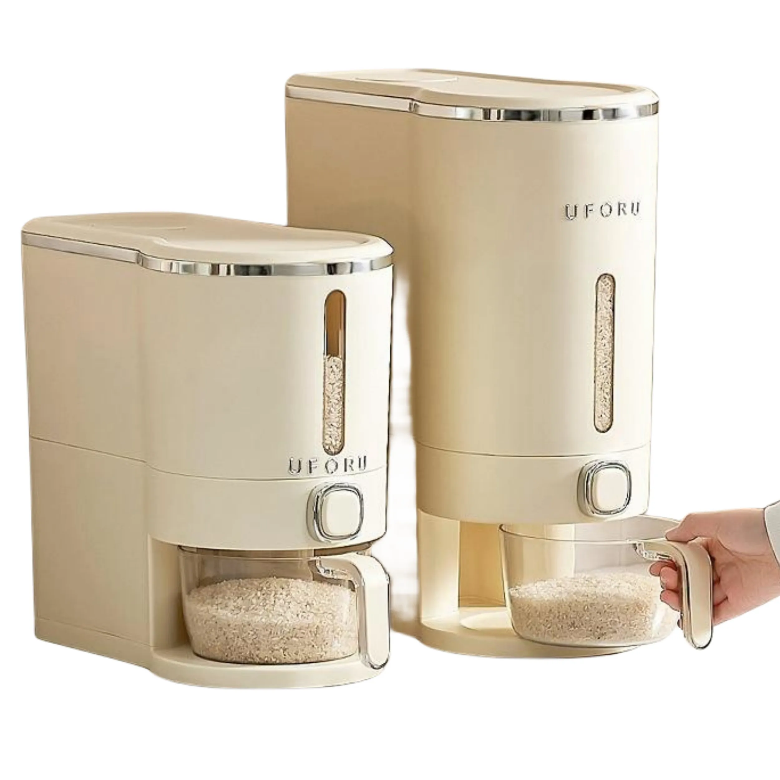 Dispenser beras, penyimpan tepung dapur tahan lembab kotak tertutup penyimpan gandum