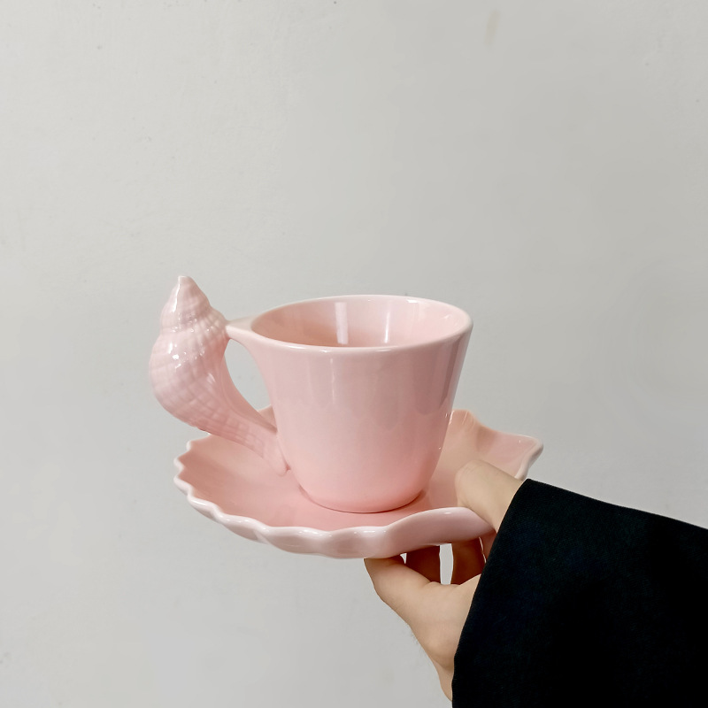 Tasse et soucoupe coquillage - rose
