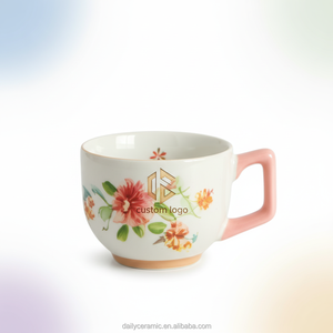 Tasse à thé en porcelaine de luxe avec bordure dorée, peinte à la main, motif floral, pour la maison, le bureau ou comme cadeau, mug à café en céramique coloré 12 - Product Image 3