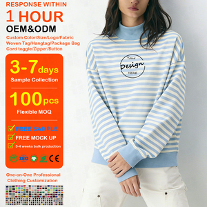 Sweat-shirt à col montant en molleton doux pour femme, imprimé numérique à rayures, haute qualité, nouvelle collection, vente chaude - Product Image 1