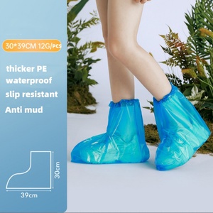 Couvre-bottes réutilisables en plastique <span class=keywords><strong>PE</strong></span>, longs, imperméables, avec capuche intégrée - Utilisation pour le camping et les voyages, écologiques, légers, antidérapants - Product Image 2