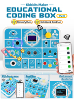Kidsbits 2025 Versión Mejorada, Kit de Programación Educativa STEM, Diseño a Prueba de Niños, ESP-32 Maker Coding Box V2.0