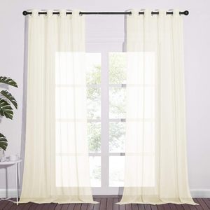 Cortinas translúcidas al por mayor con bolsillos para varillas, tamaño personalizado, color crema beige, 100% poliéster, con aislamiento, para ventanas, con ojales, para sala de estar - Product Image 2