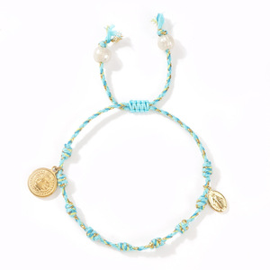 2025 New Arrivals Light Luxury Peruvian Knot Hand-Rubbed Jesus Brass Charms Cotton Rope Braided <b>Bracelets</b> - Product Image 6