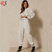 Vêtements de sport Tenues deux pièces Vêtements d'automne Jogger Sets Womens Oversized Waffle Suits