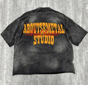 เสื้อยืดสตรีทแวร์ผ้าฝ้ายขอบดิบสไตล์วินเทจ พิมพ์ลายตามสั่ง ทรงโอเวอร์ไซส์ ดีไซน์ทำสีซีดแบบ Distressed ทรงบ็อกซี่ ผ้าหนา ซักย้อมสีแบบ Acid Wash - Product Image 2