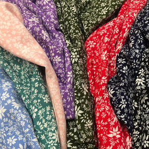 Bloemenprint geweven Somalische jurk uit de jaren 30, tropisch bedrukt poplin, tecido 100% rayon viscose stofrollen, gesponnen effen rayon challis stof - Product Image 3