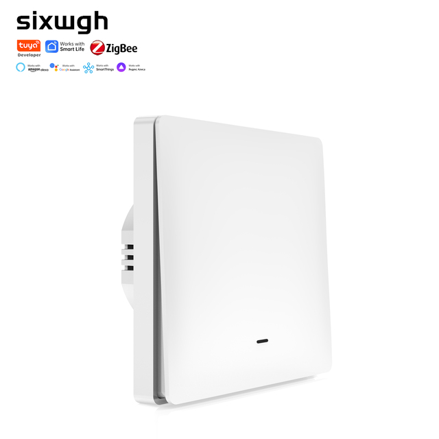 SIXWGH Zigbee 1 Gang Smart Switch - Hub Required Thread Enabled No Neutral Wire 86mm EU Standard Alexa/Google/Matter Compatible
