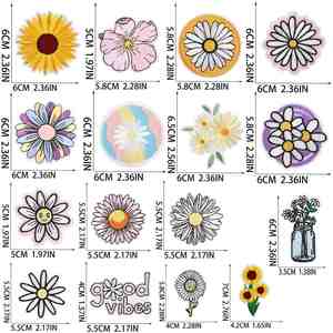 Iron on Embroidered Simple Style Round Sun Flower Daisy Patches for Clothes Bag Decoration - Product Image 2
