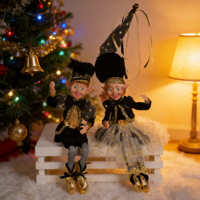 SOTE Neues Plüsch Weihnachtsstuch Elfen-Spielzeug Heimdekor-Set von Jungen und Mädchen mit biegbaren Armen und Beinen Weihnachtsbaumdekoration