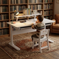 Table d'étude moderne blanche pour enfants avec étagère, tiroir, panneau perforé, organisateur ergonomique réglable en hauteur, en métal durable pour la maison, le bureau ou la chambre