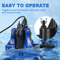 Pompe de retrait d'eau submersible automatique à haut débit de 0,3 CV pour couverture de piscine avec adaptateur de tuyau universel