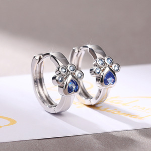 Orecchini a polsino da donna con zampa di gatto, blu, alla moda, gioielli dolci e trendy, accessorio minimalista per uso quotidiano - Product Image 3