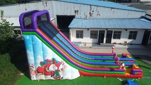 Diversión de <span class=keywords><strong>vacaciones</strong></span> a gran escala: tobogán gigante inflable de Navidad de doble carril con bastones de caramelo, renos y muñecos de nieve - Product Image 4