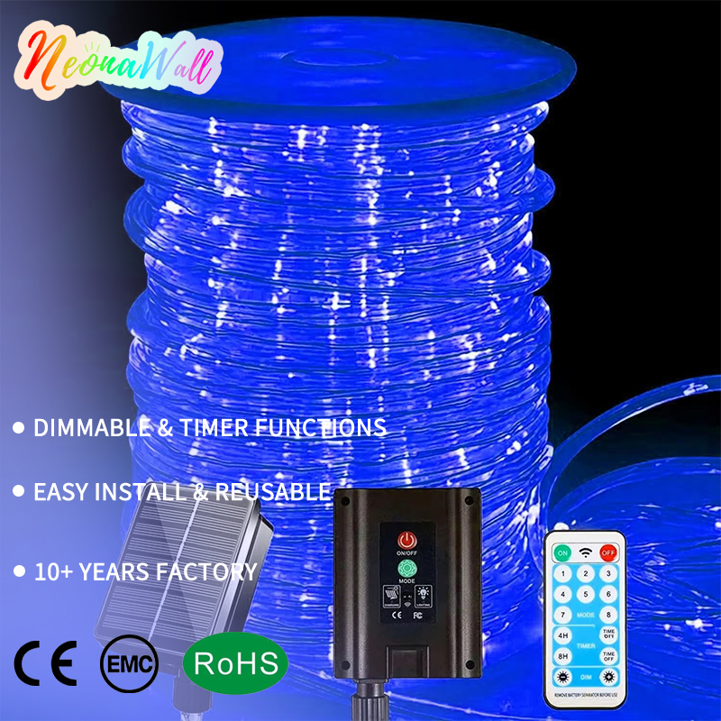 196ft 600 LED Solar Rope Lights Outdoor Waterproof, 8 Modes & Timer for Garden Patio Pool Christmas Decor