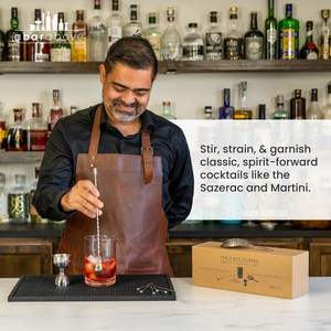 Juego de vidrio para mezclar cócteles de metal de 10 piezas Premium, Kit de barra portátil para el hogar para Martinis Manhattans y cócteles clásicos - Product Image 4