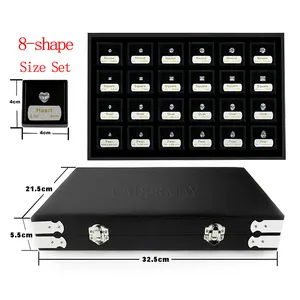 4Cs Grade Tester Diamond Dealer Tools Box 0.5-3ct White Cubic Zircon 8 Shapes Carat Size Diamond Master Stones Set