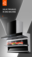 Hotte Aspirante Murale en Forme de 7 pour Cuisine, Moteur de Cheminée, Extracteur de Hotte à Tirage Inversé