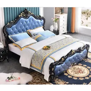 Французская роскошная кровать размера «King-Size» королевская европейская мебель ручной работы резные деревянные кровати из массива дерева наборы для спальни