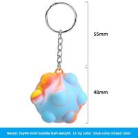 Vente en gros de porte-clés en silicone 3D de haute qualité, boule de décompression à bulles, couleur arc-en-ciel, pendentif en caoutchouc