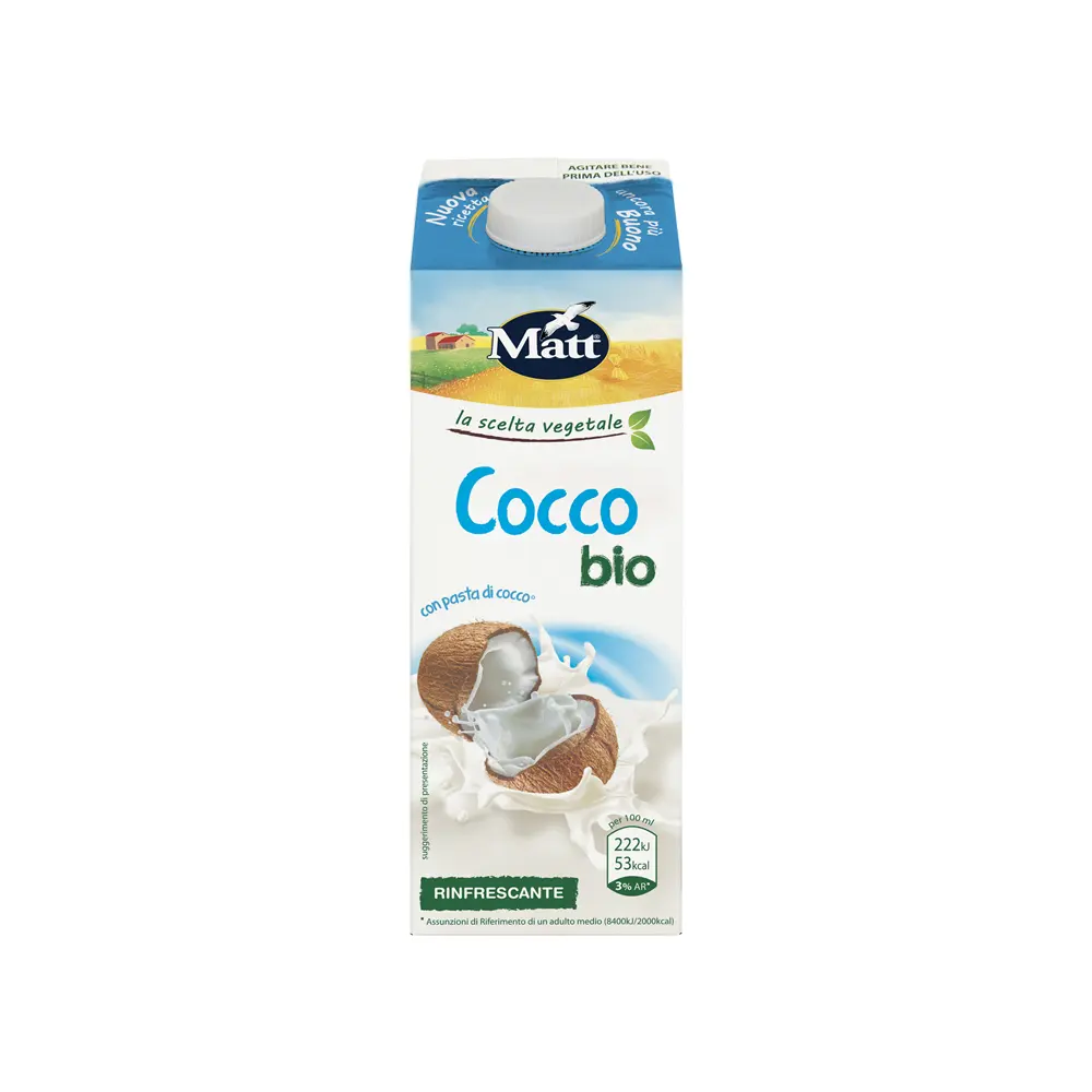 Nourriture saine italienne de haute qualité lait de coco mat boisson rafraîchissante à base de plantes sans gluten pour l'exportation