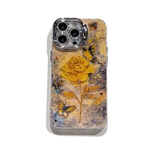 Elegante Funda para Teléfono con Pedrería de Rosa y Soporte para Lente para iPhone 15 Pro <span class=keywords><strong>Max</strong></span>, 16 Pro <span class=keywords><strong>Max</strong></span>, 14, Accesorios para iPhone 17 Pro <span class=keywords><strong>Max</strong></span> - Product Image 5