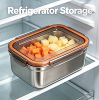 Lot de 4 boîtes repas en acier inoxydable avec joint hermétique en silicone, anti-fuite, pour la préparation des repas, pour réfrigérateur et cuisine
