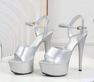 Sandales à talons hauts <span class=keywords><strong>de</strong></span> 15 cm pour <span class=keywords><strong>femme</strong></span>, avec bride <span class=keywords><strong>de</strong></span> cheville, bout ouvert, plateforme, <span class=keywords><strong>talon</strong></span> épais, couleur rouge, pour la pole dance, idéales pour l'été - Product Image 4