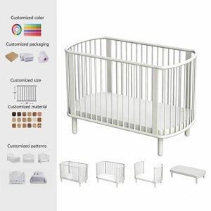 Lit bébé ovale en bois pour enfants, meubles pour filles et garçons, lit mobile portable pour bébés avec pare-chocs, pour les enfants de moins de 12 ans - Product Image 1