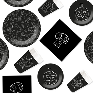 DAMAI Happy Halloween Party Favor Vintage Halloween Decoration Disposable Tableware for Pumpkin Skull Plates Net Napkins Cups - Product Image 2