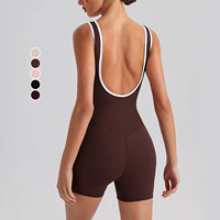 Combinaison de yoga sexy à dos nu, color-block personnalisée, séchage rapide, respirante, extensible dans quatre directions, anti-transpiration, coupe ajustée, pour l'entraînement