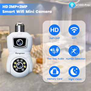 Cámara de Seguridad WiFi con Visión Nocturna Yiiot V380 Pro <span class=keywords><strong>ICSee</strong></span> <span class=keywords><strong>Tuya</strong></span>, 360 Grados, 1080P, 4MP, 6MP, E27, Inalámbrica, CCTV, Doble Lente, PTZ - Product Image 2