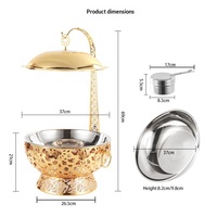 Réchaud de buffet en acier inoxydable doré 8,0 L, chauffe-plat isolant pour hôtels, restaurants et services de restauration en libre-service, chauffe-plat à alcool