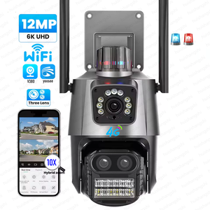 كاميرا 12 ميجابكسل IP ثلاثية العدسات حماية أمنية كاميرات مراقبة واي فاي 10X تكبير PTZ لاسلكي ctv أحمر أزرق إنذار يوسي V380pro - Product Image 1