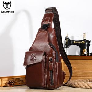 BULLCAPTAIN男士时尚皮革斜跨胸包吊带背包带USB充电口单肩包 - Product Image 2