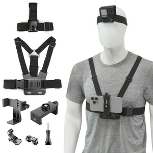 Kit Combo 7-<span class=keywords><strong>en</strong></span>-1 Mains Libres : Support de Téléphone à Fixation Tête/Poitrine et Kit Vlogging pour Enregistrement Vidéo Téléphone/Caméra GoPro - Product Image 1