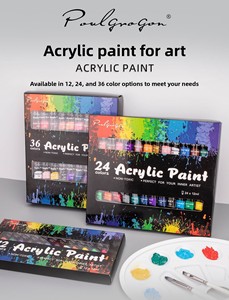 Vente en gros d'usine, modèle chinois YL016, ensemble de peinture <span class=keywords><strong>acrylique</strong></span> 12 couleurs pour étudiants en art et débutants ; fournitures de peinture DIY non toxiques 12 ml - Product Image 6