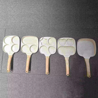 Poêle carrée moderne en fonte antiadhésive pour omelettes, compatible gaz et induction, avec poignée en bois, écologique, couvercle en verre 4 tasses