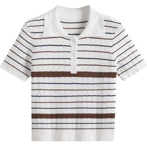 Dalang T-shirt d'été à revers en soie de glace pour femmes, tricoté à manches courtes coupe ample avec col <span class=keywords><strong>polo</strong></span> décontracté Sty - Product Image 2