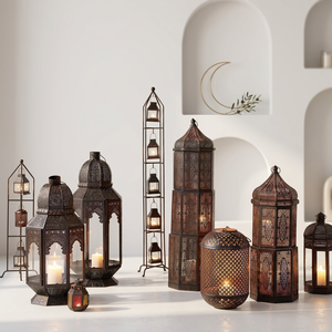 Fabricants de décorations du Ramadan 2027, lanternes marocaines en métal noir de différents styles - Product Image 1