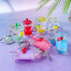 Factory Wholesale <b>Cute</b> Unicorn Bottle Keyholder Floating Keychain with Milk Tea Liquid Made of Zinc Alloy Plastic for <b>Keyring</b> - Product Image 6