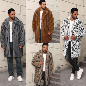 Manteau en fausse fourrure de renard pour <span class=keywords><strong>homme</strong></span>, coupe longue, style coupe-vent, pour l'automne et l'hiver, imitation vison - Product Image 3