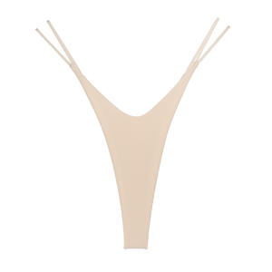 Tanga de Bikini Sexy para Mujer 2024, Tanga de Tiro Bajo Elástica con Doble Tirante, Color Sólido, Cintura de Algodón y Spandex, Técnicas de Teñido Liso - Product Image 1