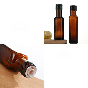 100ml Amber Brown Petite bouteille carrée en verre d'huile de cuisson au miel avec bouchon en plastique <span class=keywords><strong>ou</strong></span> en métal - Product Image 2