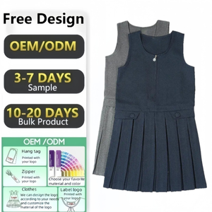 Vestido de Jersey de uniforme escolar azul marino de alta calidad para niñas con cremallera frontal Pinafore plisado <span class=keywords><strong>Primar</strong></span> - Product Image 1